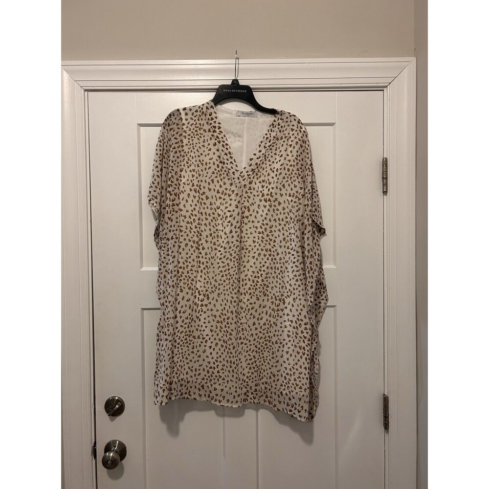 Three Mermaids Leopard Swimsuit Cover Up Layered Chiffon V Neck One Size Fit All